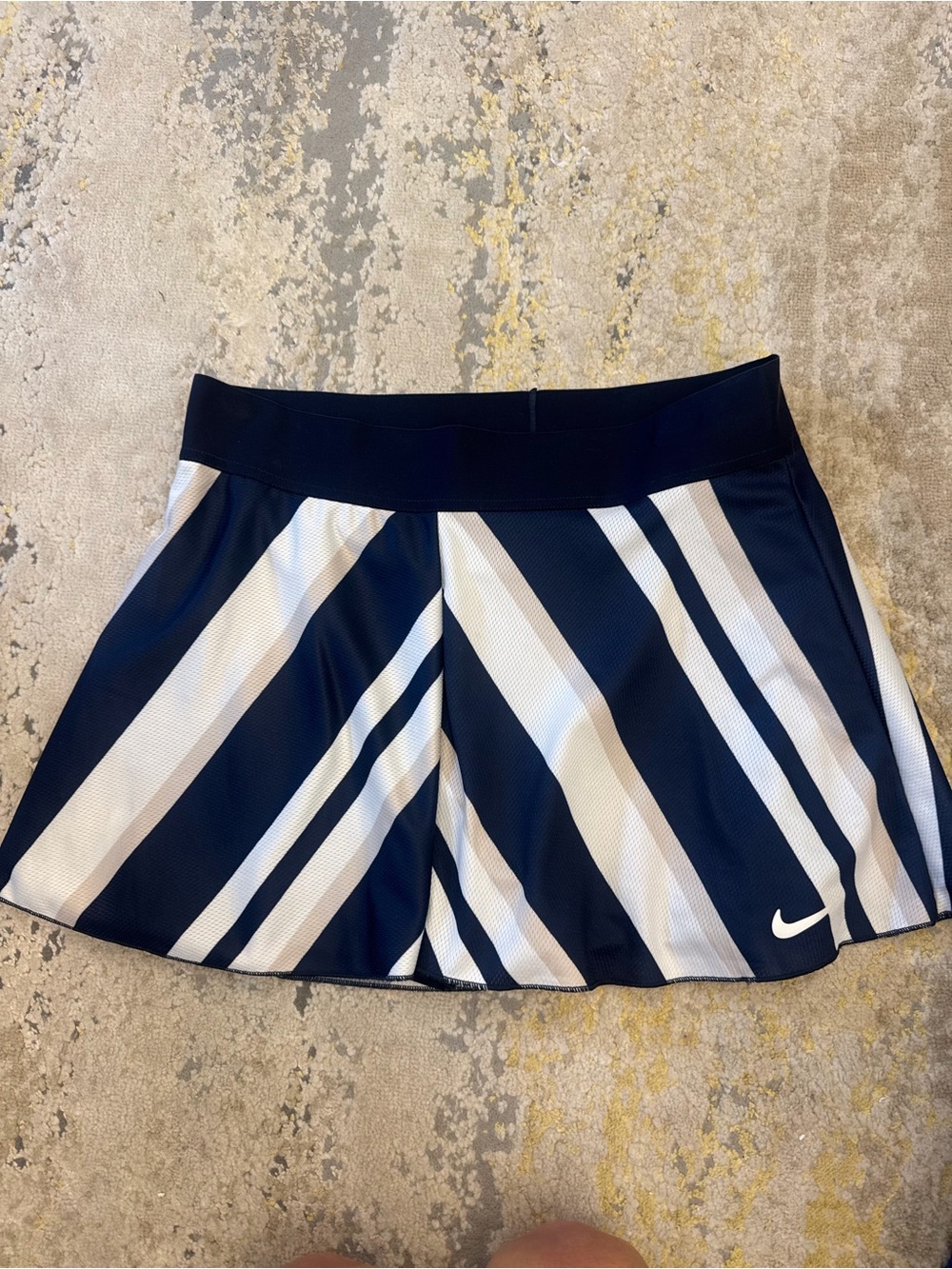 Nike Women's Navy and White Striped Athletic Skirt